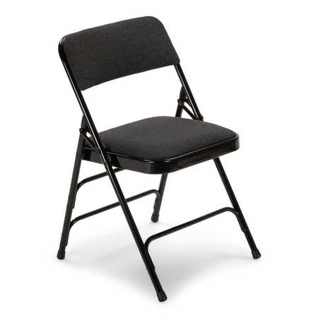 Atlas Commercial Products Triple-Braced Fabric Padded Metal Folding Chair, Black MFC22BKFP